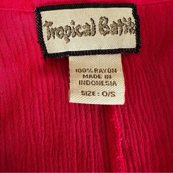 Tropical Batik Pink Rayon Tunic Dress Bamboo Print One Size - Picture 8 of 15